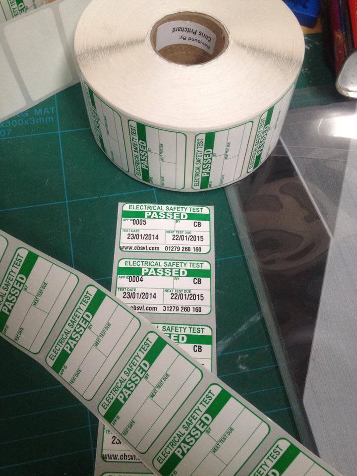 PAT testing label custom printed